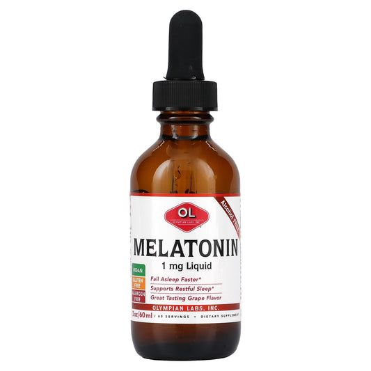 Olympian Labs-Melatonin-Alcohol Free-Grape-1 mg-2 oz (60 ml)