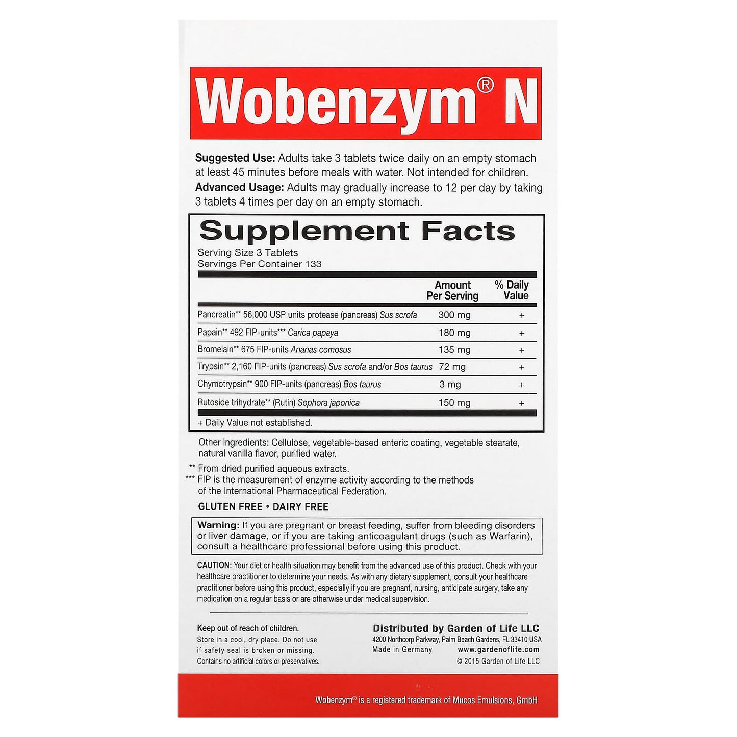 Wobenzym N, Joint Health, 400 Enteric-Coated Tablets