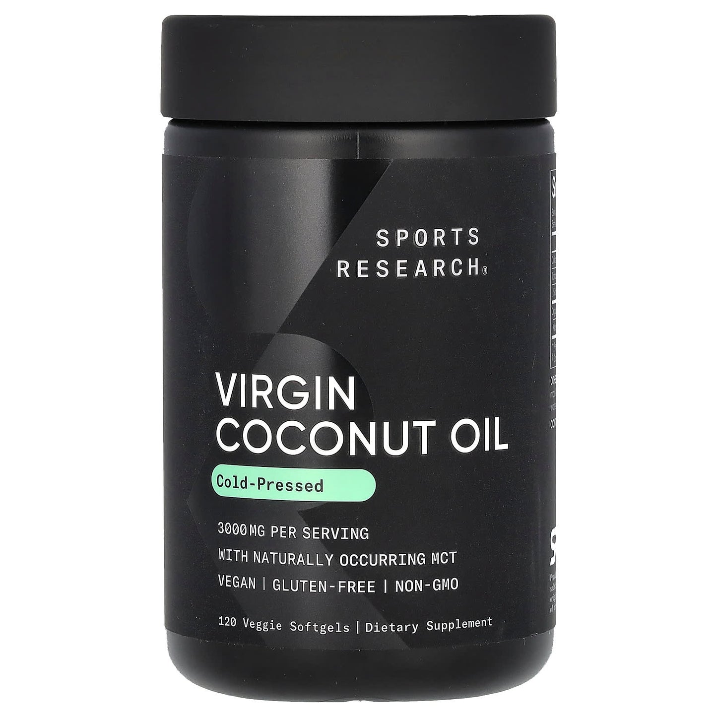 Sports Research-Virgin Coconut Oil-Cold Pressed-3,000 mg-120 Veggie Softgels (1,000 mg per Softgel)