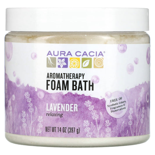 Aura Cacia-Aromatherapy Foam Bath-Relaxing Lavender-14 oz (397 g)