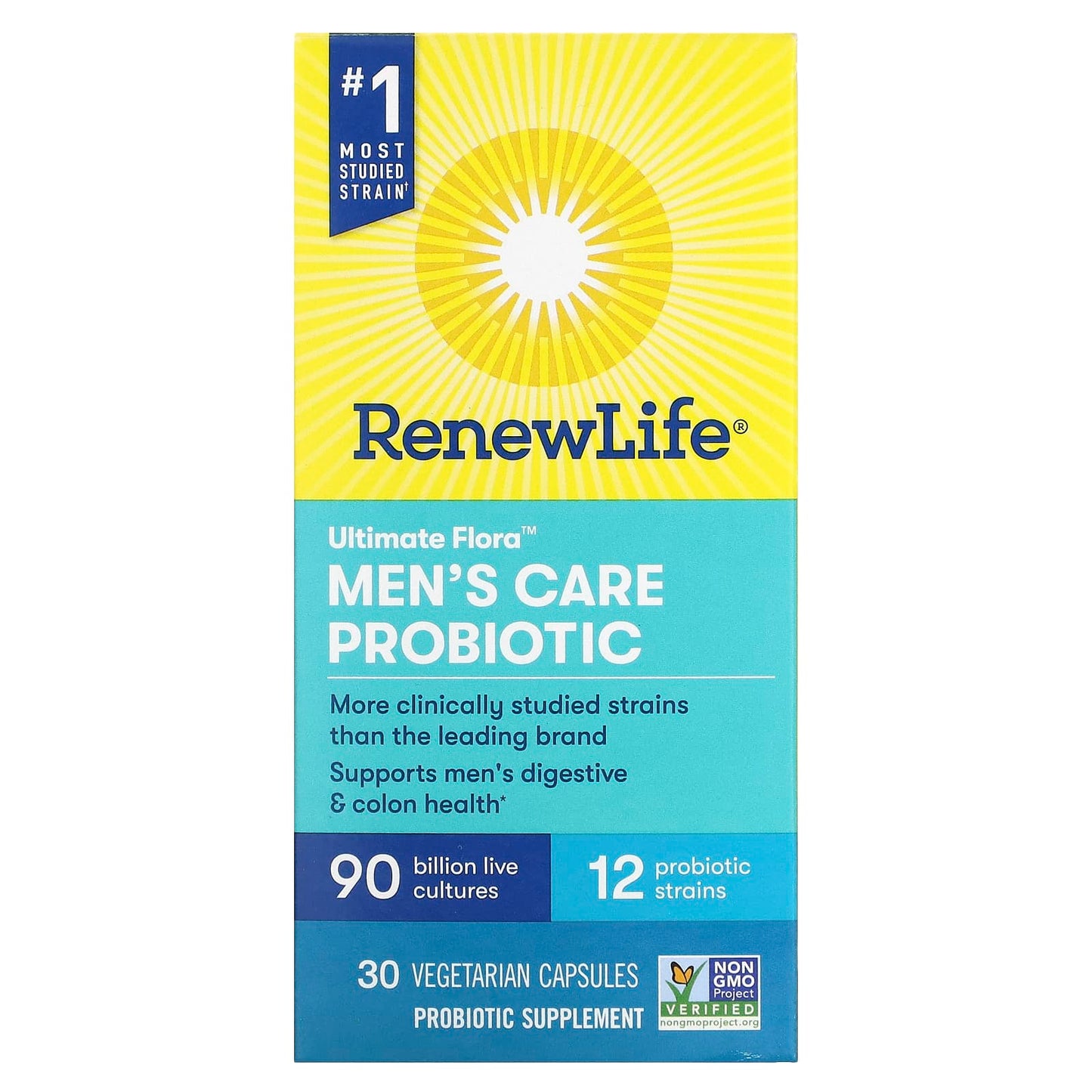 Renew Life-Ultimate Flora-Men's Care Probiotic-90 Billion Live Cultures-30 Vegetarian Capsules