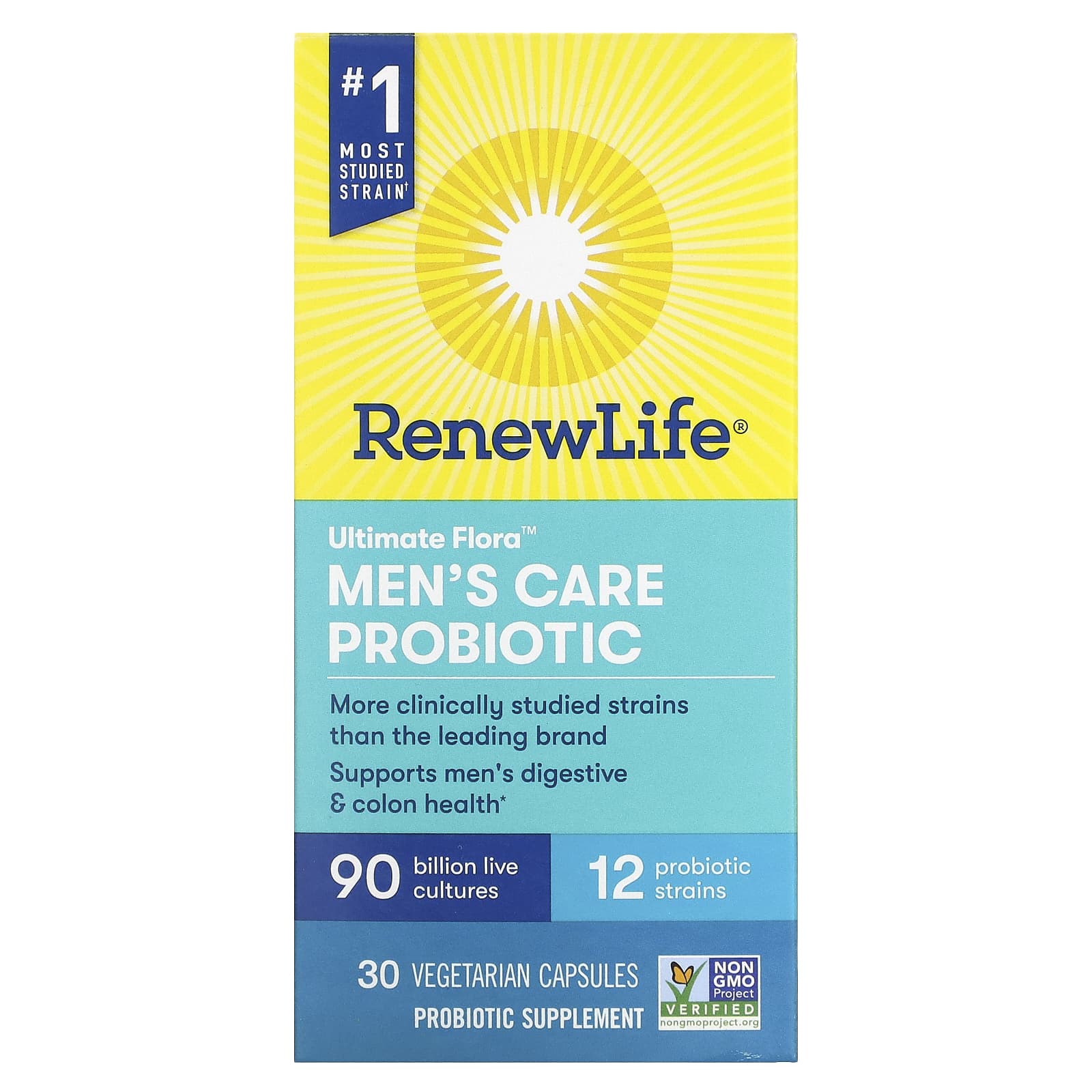 Renew Life-Ultimate Flora-Men's Care Probiotic-90 Billion Live Cultures-30 Vegetarian Capsules