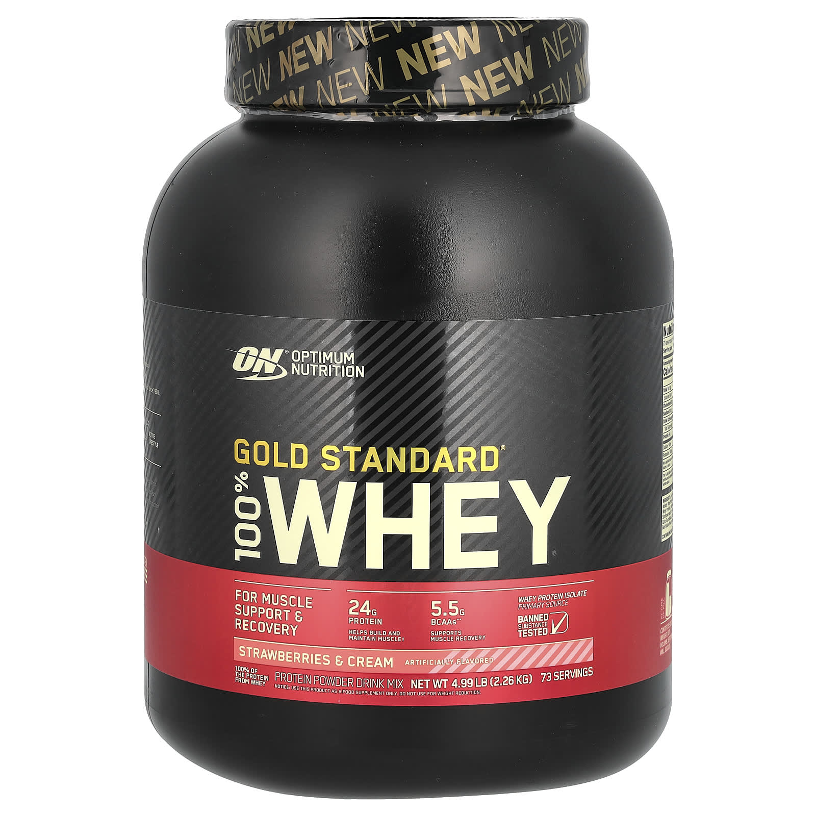 Optimum Nutrition-Gold Standard 100% Whey-Strawberries & Cream-4.99 lb (2.26 kg)