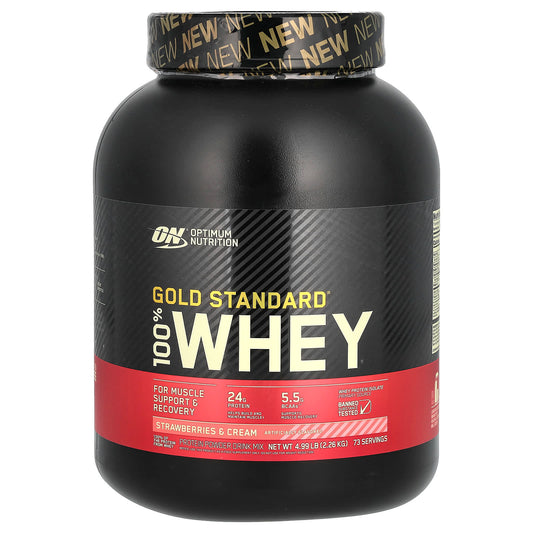 Optimum Nutrition-Gold Standard 100% Whey-Strawberries & Cream-4.99 lb (2.26 kg)