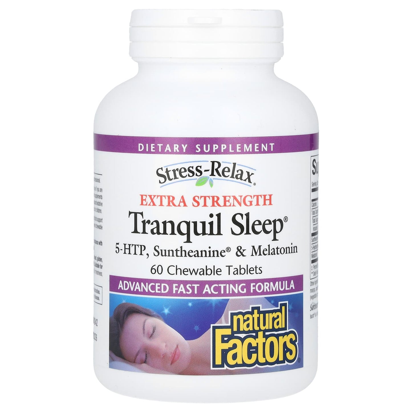 Natural Factors-Stress-Relax-Tranquil Sleep-Extra Strength -60 Chewable Tablets