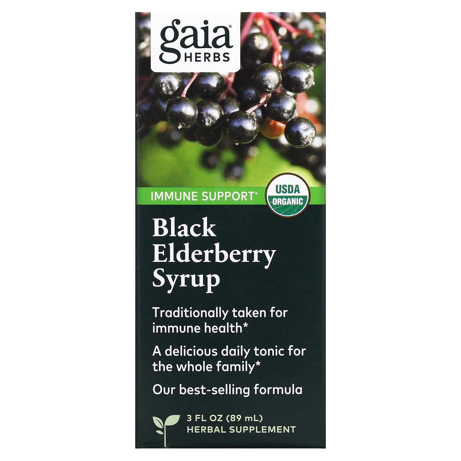 Gaia Herbs-Black Elderberry Syrup-3 fl oz (89 ml)