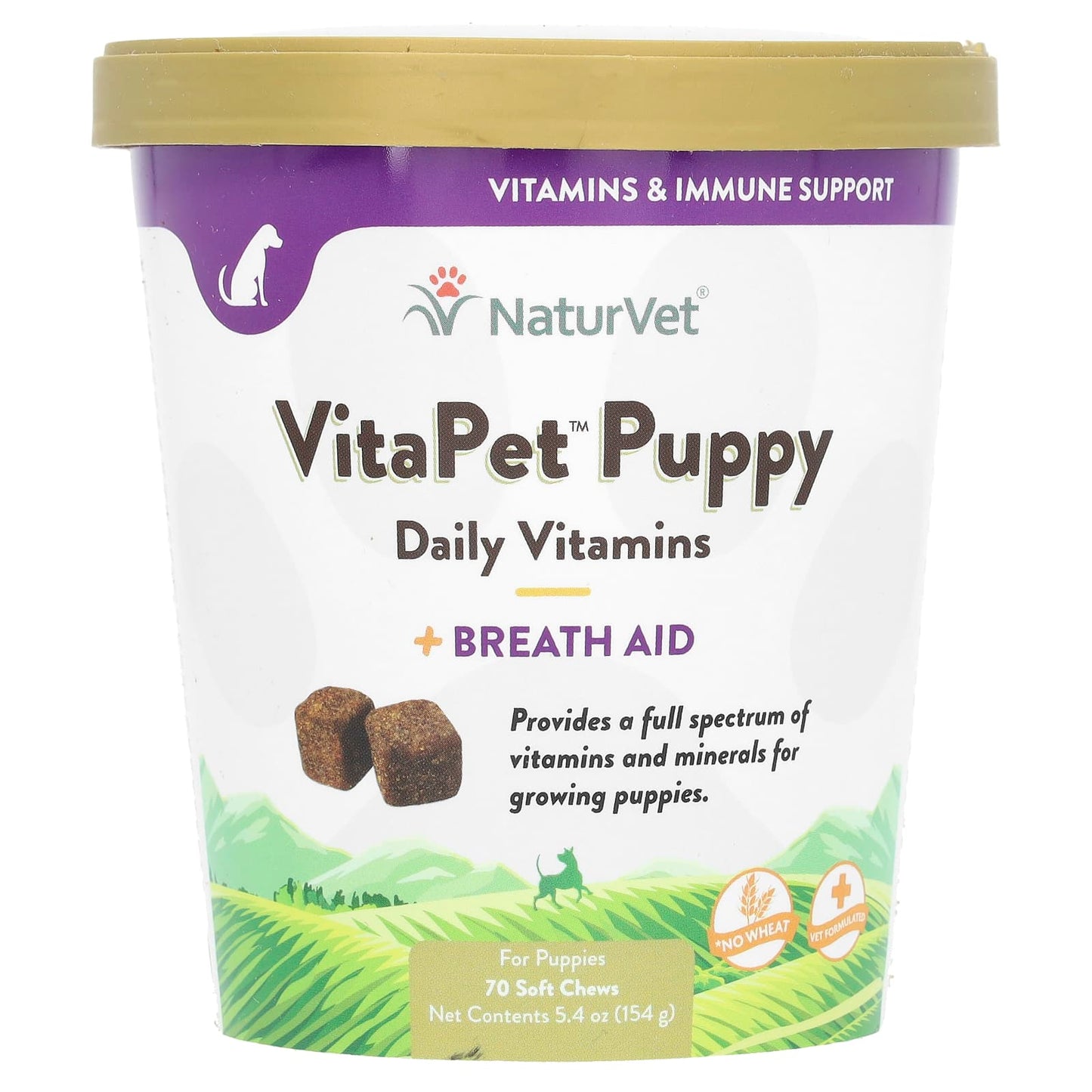 NaturVet-VitaPet Puppy-Daily Vitamins + Breath Aid-For Puppies-70 Soft Chews-5.4 oz (154 g)