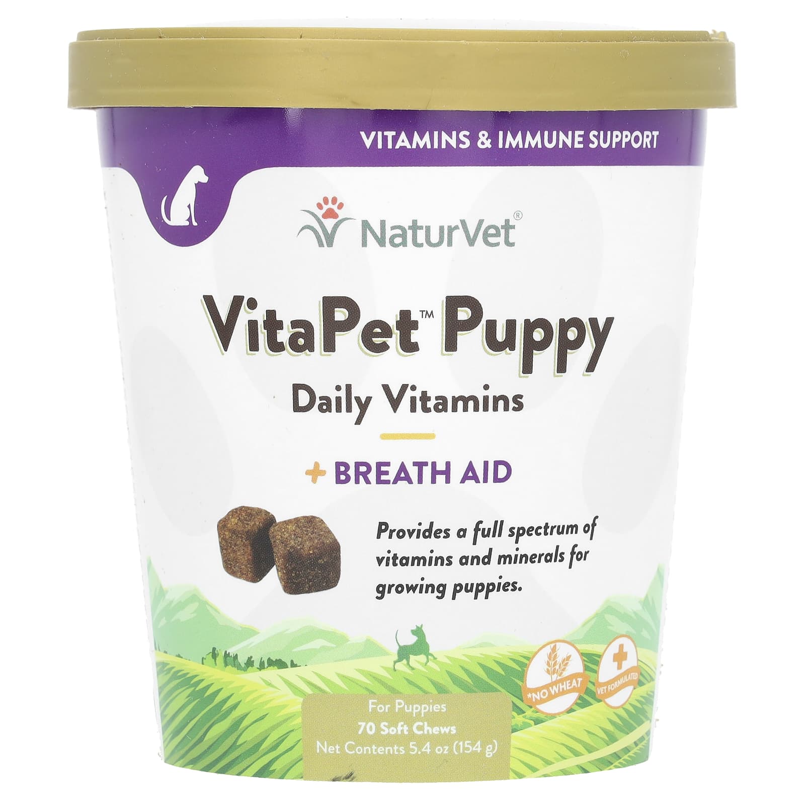 NaturVet-VitaPet Puppy-Daily Vitamins + Breath Aid-For Puppies-70 Soft Chews-5.4 oz (154 g)