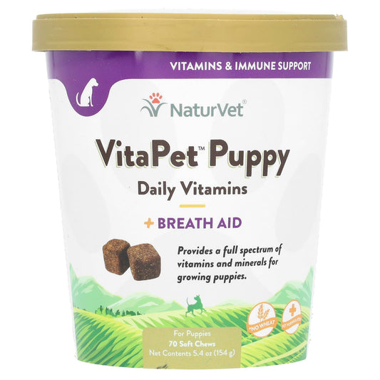 NaturVet-VitaPet Puppy-Daily Vitamins + Breath Aid-For Puppies-70 Soft Chews-5.4 oz (154 g)