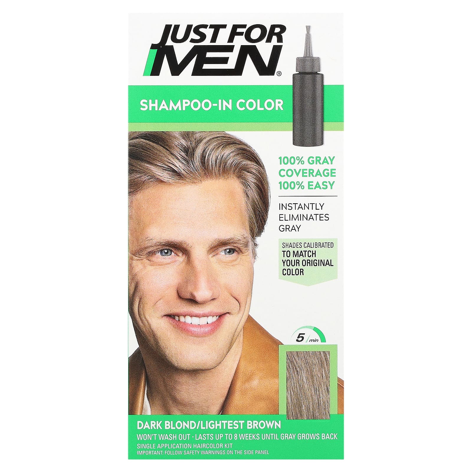 Just for Men-Shampoo-In Color Haircolor Kit-H-15 Dark Blond/Lightest Brown -Single Application