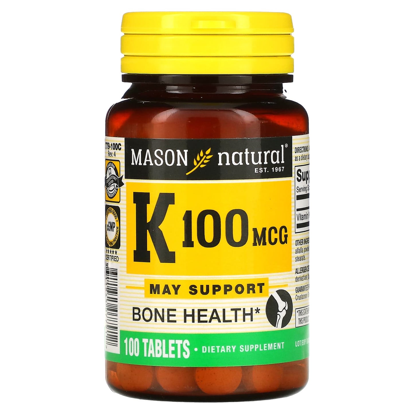 Mason Natural-Vitamin K-100 mcg-100 Tablets