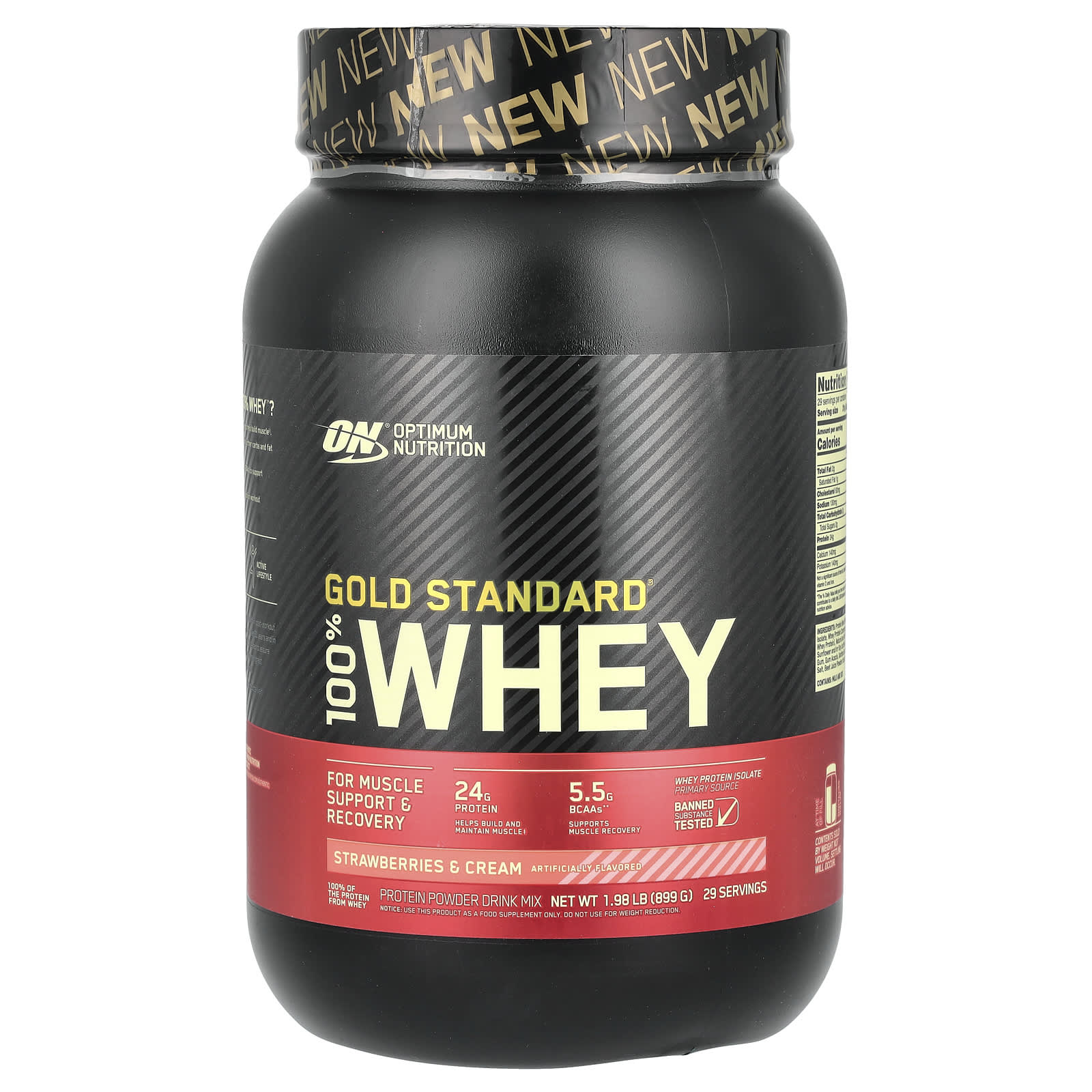 Optimum Nutrition-Gold Standard 100% Whey-Strawberries & Cream-1.98 lbs (899 g)