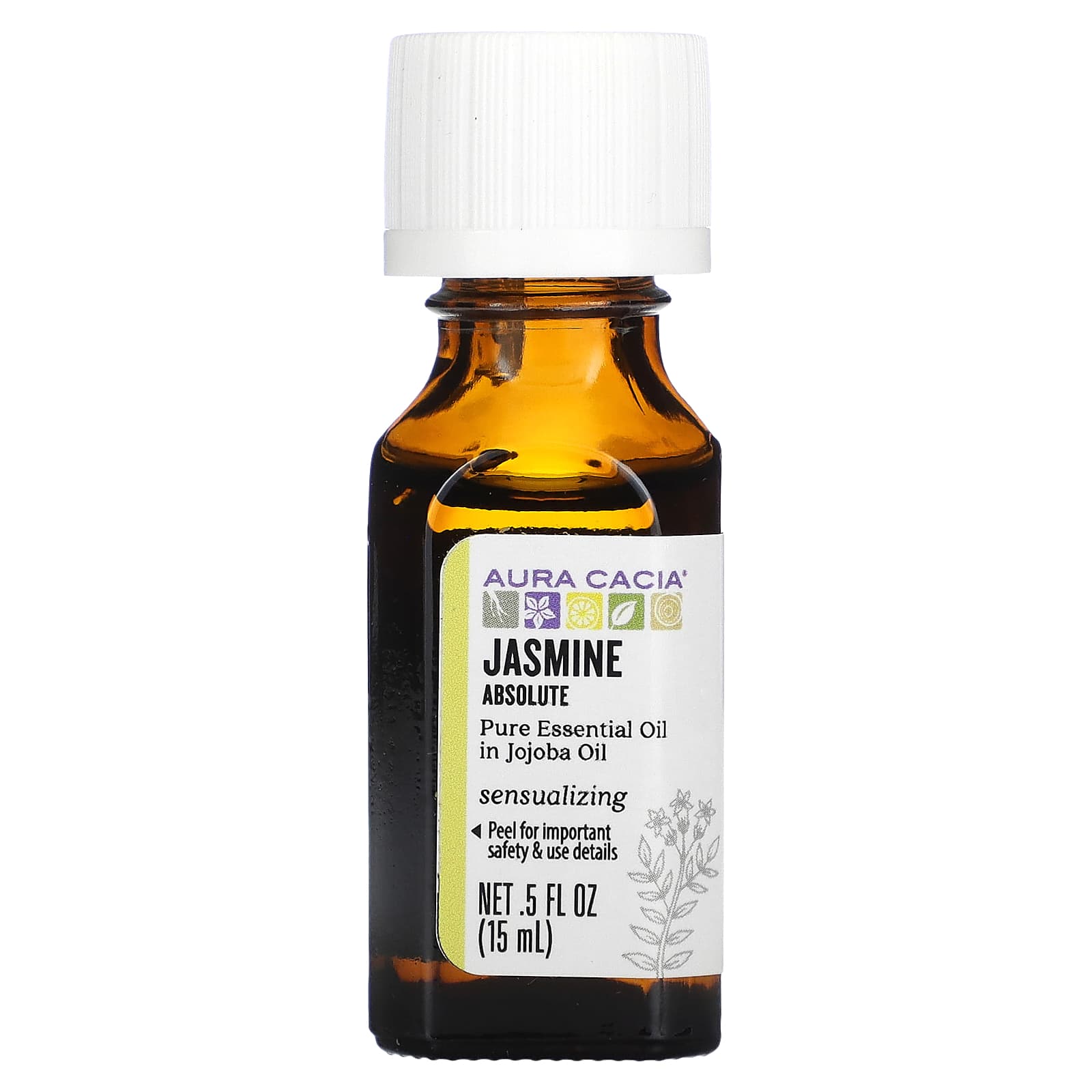 Aura Cacia-Pure Essential Oil In Jojoba Oil-Jasmine Absolute-0.5 fl oz (15 ml)