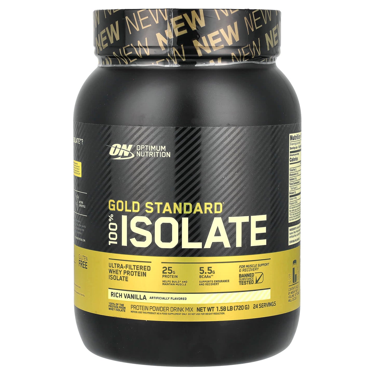 Optimum Nutrition-Gold Standard 100% Isolate-Rich Vanilla-1.58 lb (720 g)