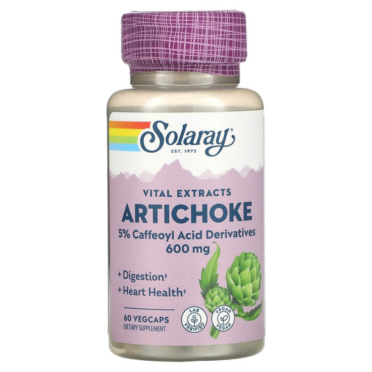 Solaray-Artichoke-600 mg-60 Vegcaps (300 mg per Capsule)