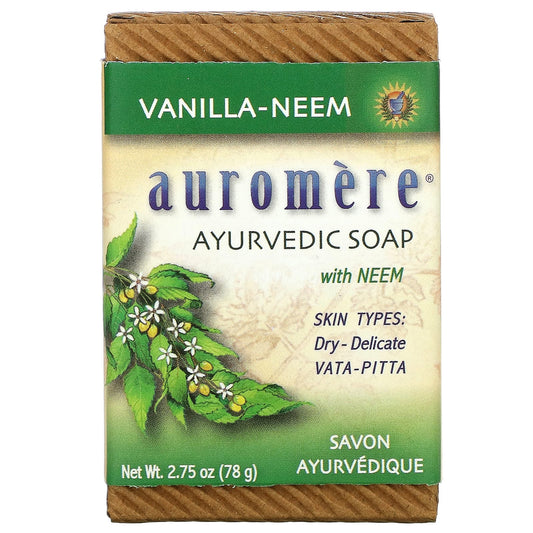 Auromere-Ayurvedic Bar Soap with Neem-Vanilla-Neem-2.75 oz (78 g)