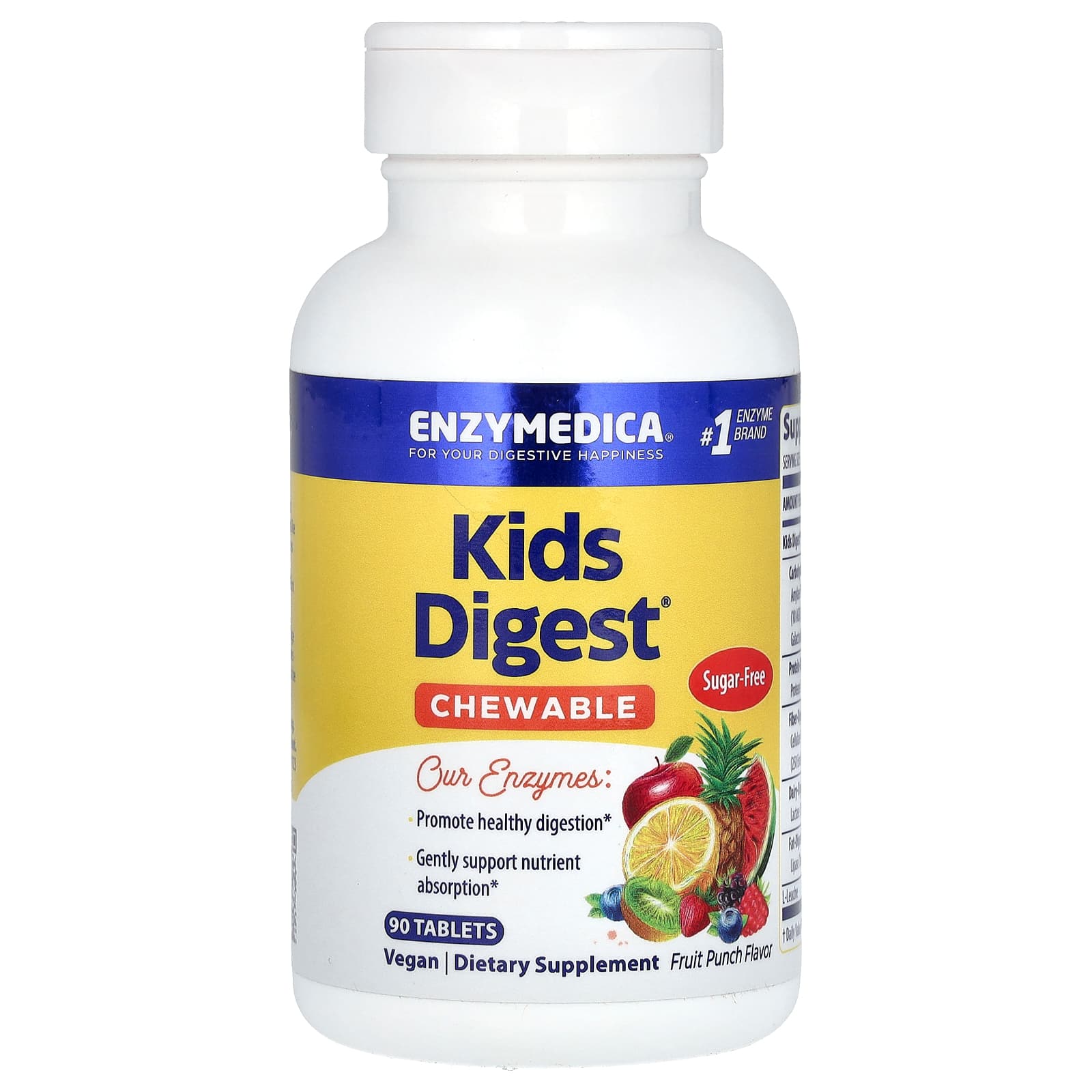 Enzymedica-Kids Digest-Chewable-Fruit Punch -90 Tablets