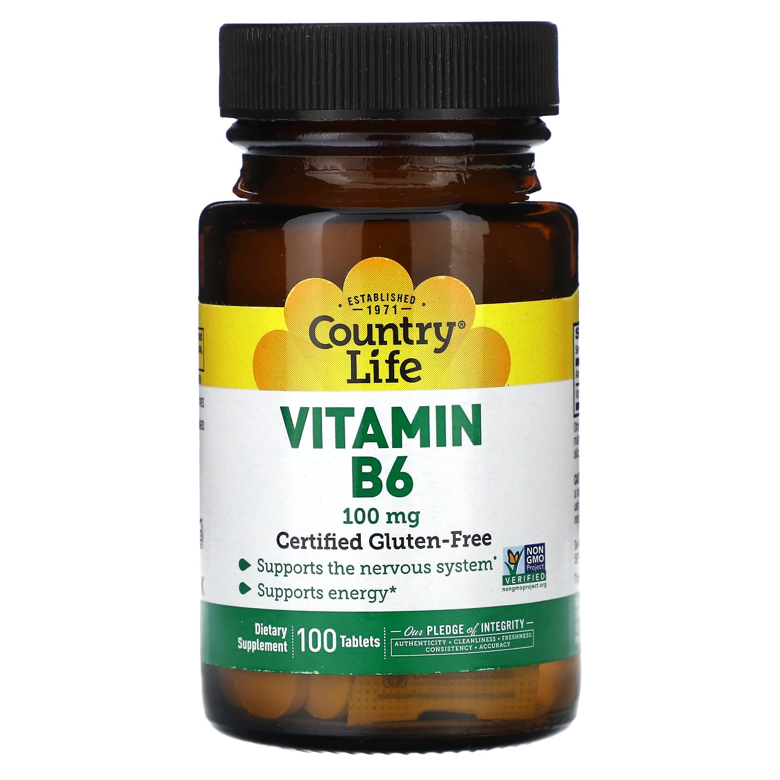 Country Life-Vitamin B6-100 mg-100 Tablets