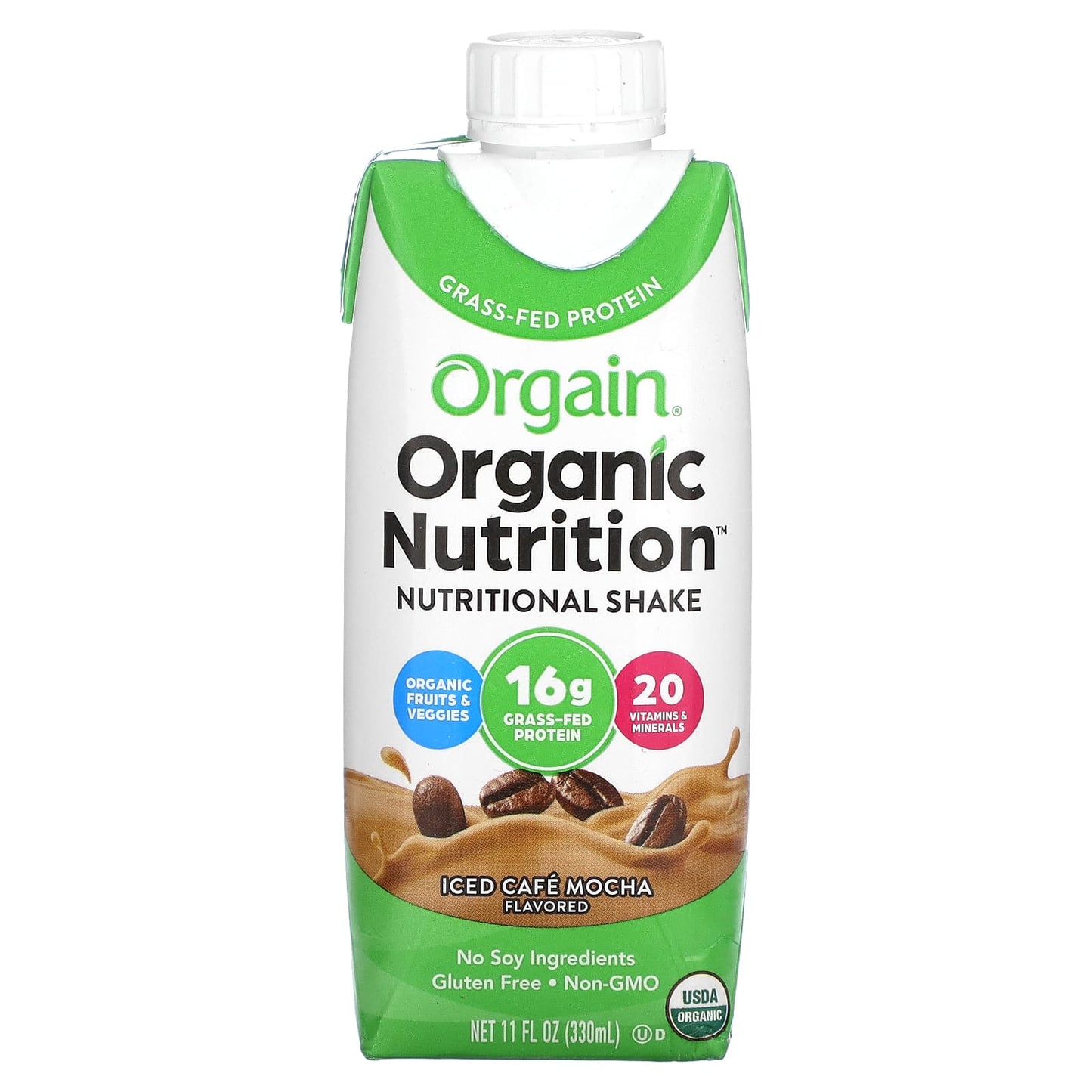 Orgain, Organic Nutrition, Nutritional Shake, Iced Cafe Mocha, 4 Pack, 11 fl oz (330 ml) Each