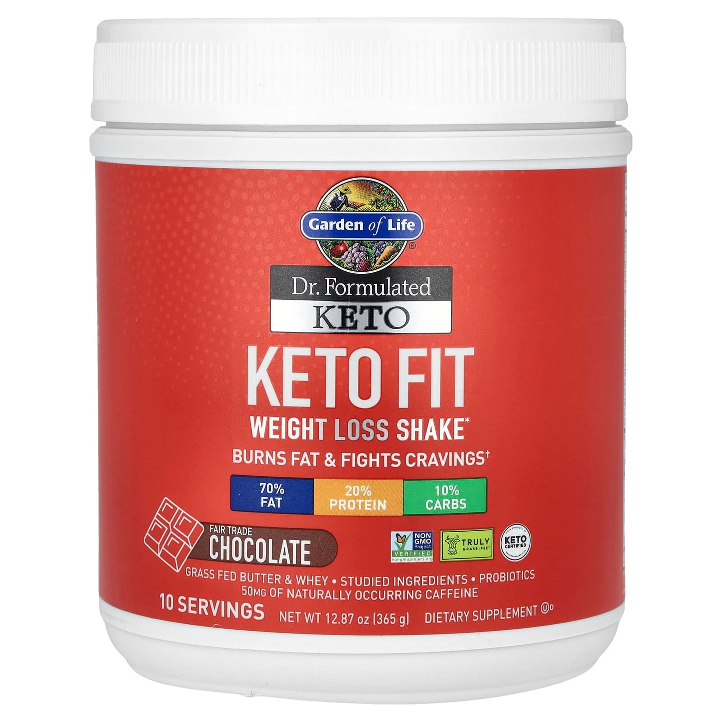 Garden of Life-Dr. Formulated-Keto Fit Weight Loss Shake-Chocolate-12.87 oz (365 g)