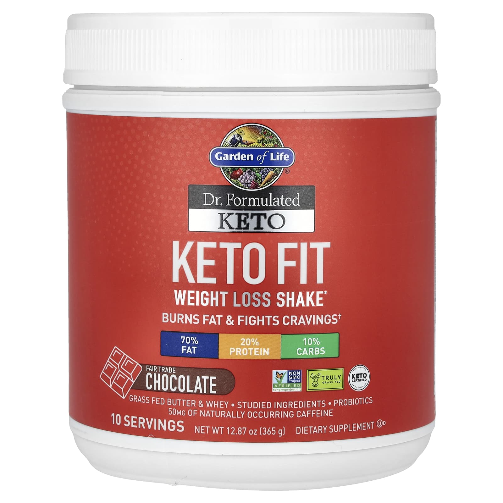 Garden of Life-Dr. Formulated-Keto Fit Weight Loss Shake-Chocolate-12.87 oz (365 g)