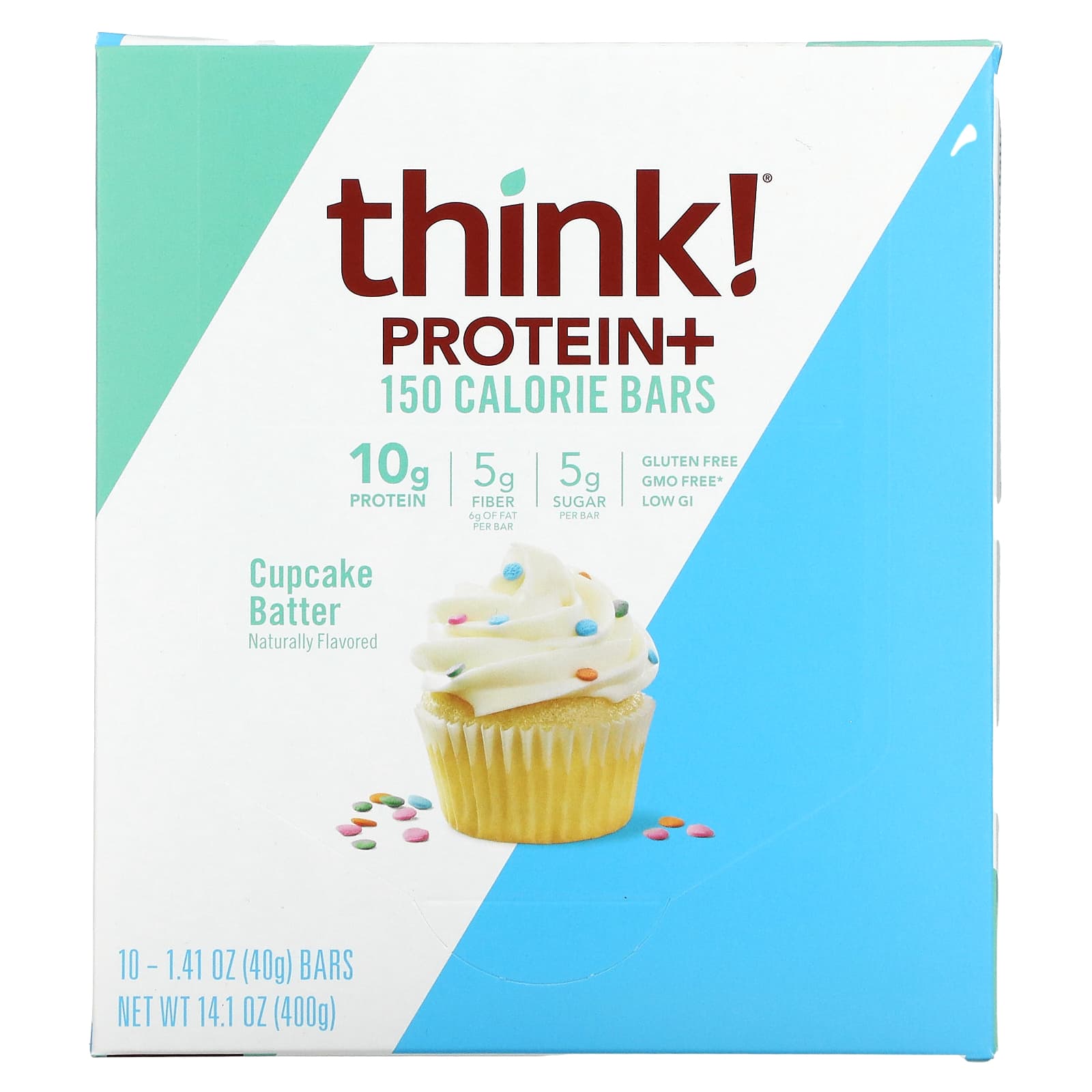 Think !-Protein+ 150 Calorie Bars-Cupcake Batter-10 Bars-1.41 oz (40 g) Each