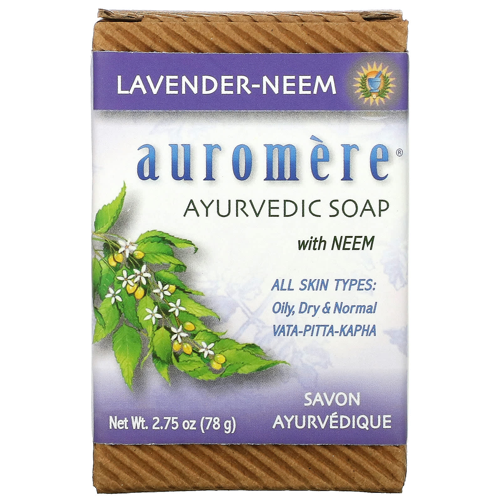 Auromere-Ayurvedic Bar Soap with Neem-Lavender-Neem-2.75 oz (78 g)