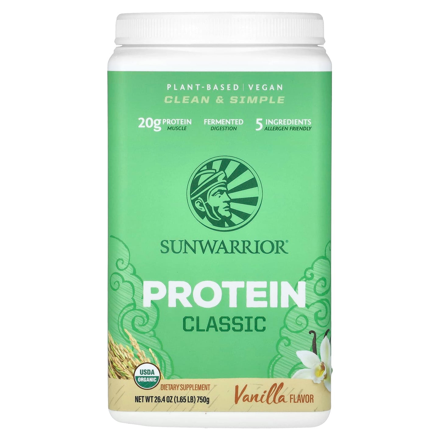 Sunwarrior-Classic Protein-Vanilla-1.65 lb (750 g)