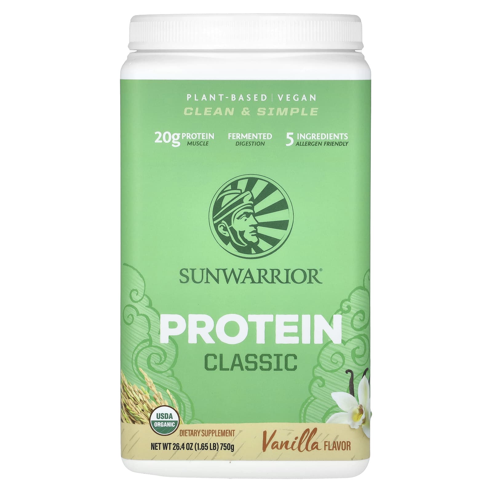 Sunwarrior-Classic Protein-Vanilla-1.65 lb (750 g)