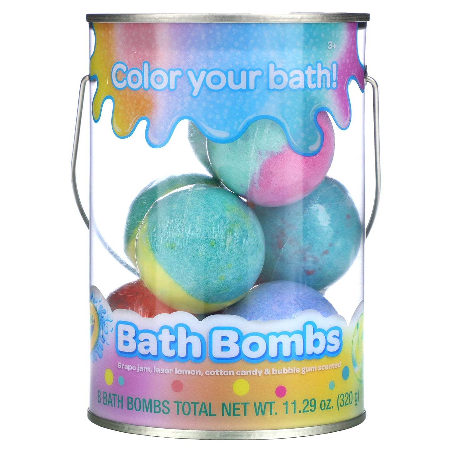 Crayola-Bath Bombs-Grape Jam-Laser Lemon-Cotton Candy & Bubble Gum Scented-8 Bath Bombs-11.29 oz (320 g)