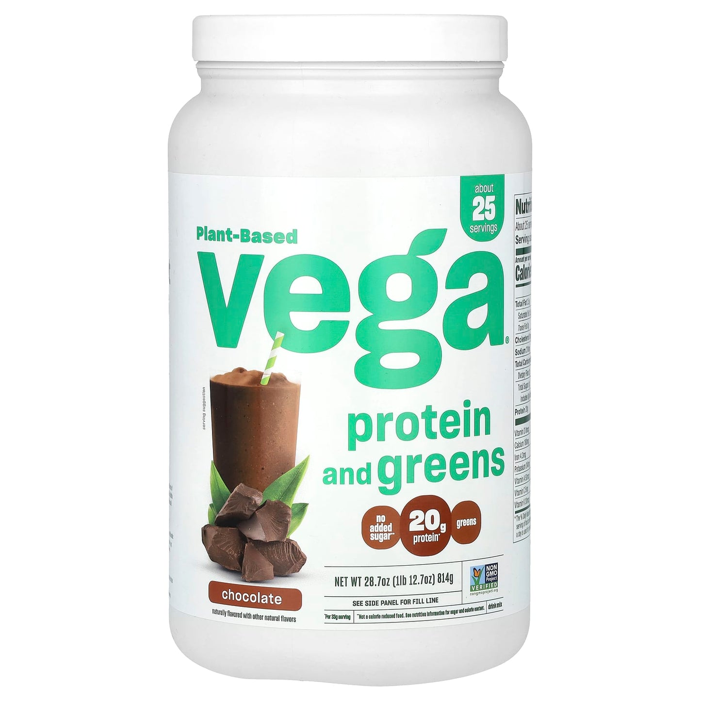 Vega-Plant-Based Protein and Greens-Chocolate-1 lb 12.7 oz (814 g)