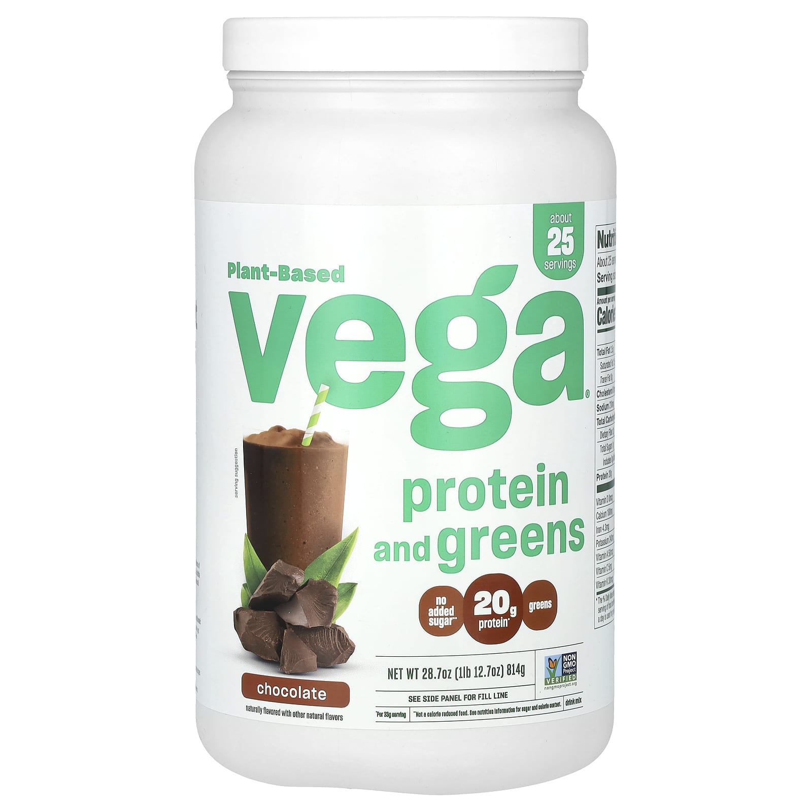 Vega-Plant-Based Protein and Greens-Chocolate-1 lb 12.7 oz (814 g)