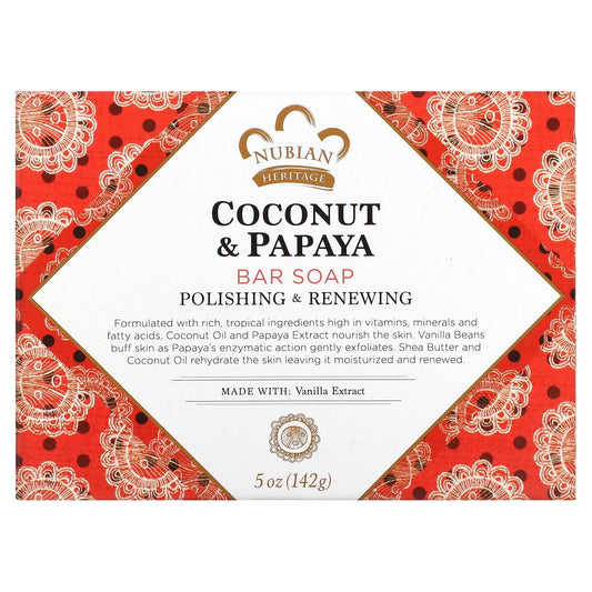 Nubian Heritage-Coconut & Papaya Bar Soap-5 oz (142 g)