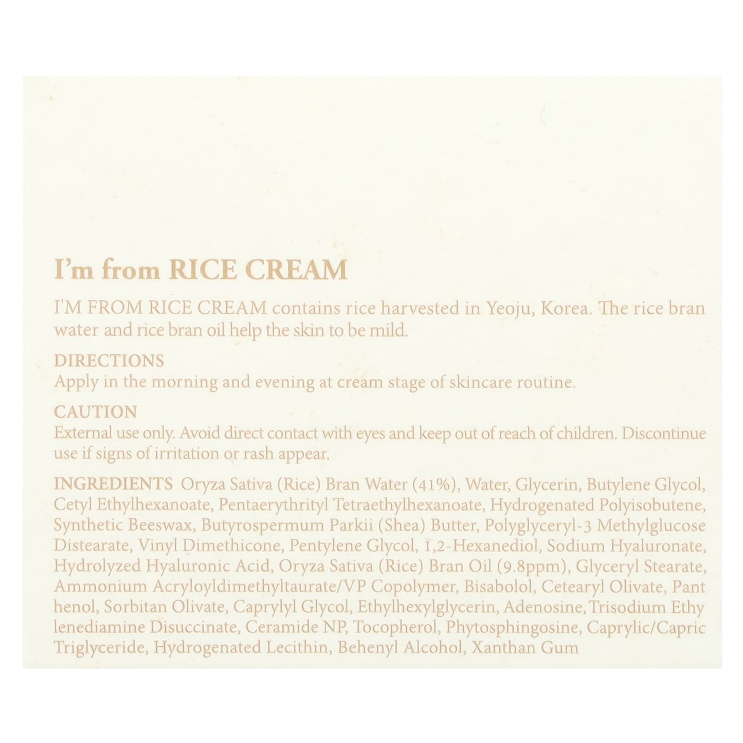 I'm From, Rice Cream, 1.76 oz (50 g)