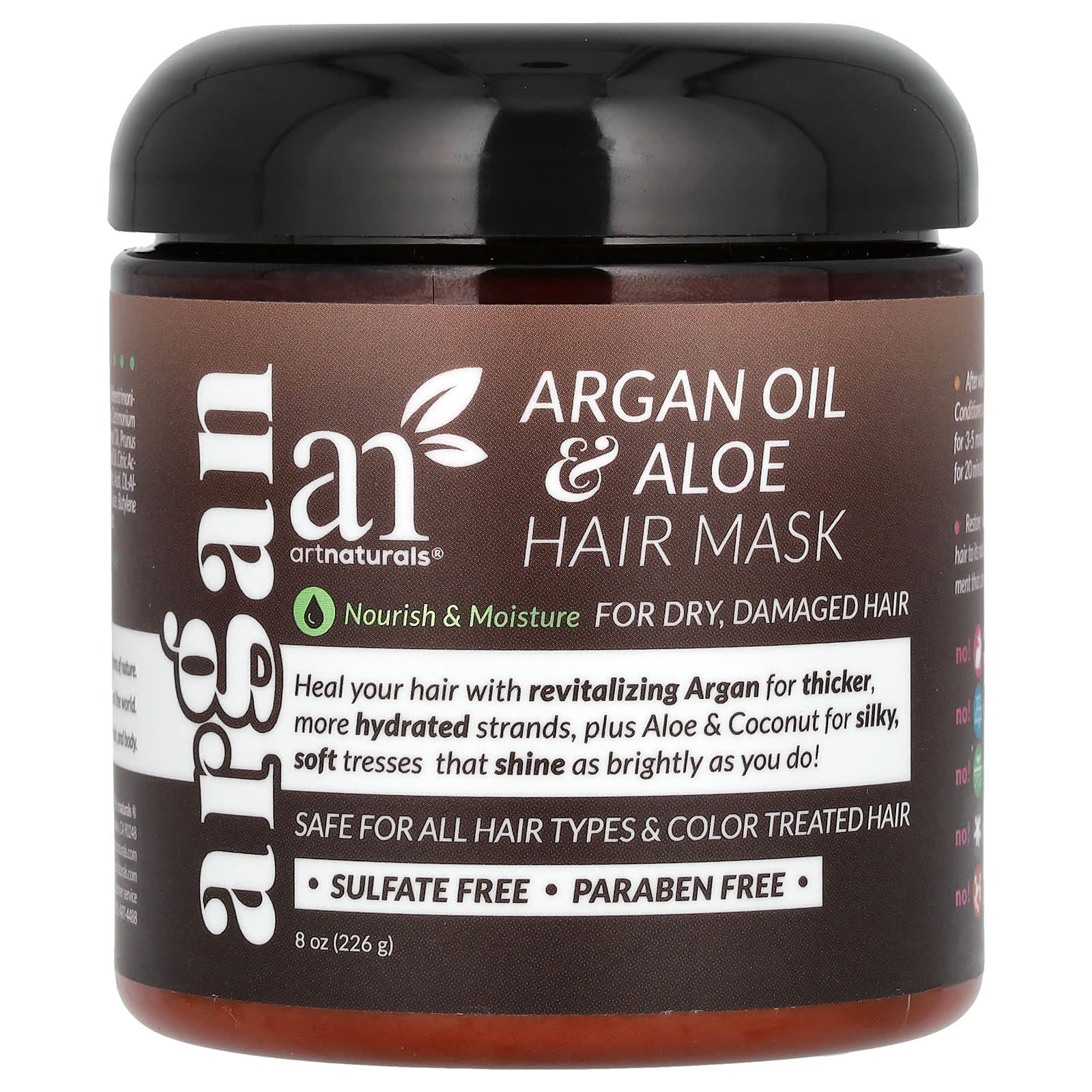 artnaturals-Argan Oil & Aloe Hair Mask-For Dry-Damaged Hair-8 oz (226 g)