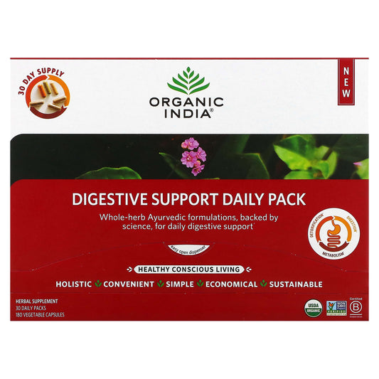 Organic India-Digestive Support Daily Pack-30 Daily Packs-180 Vegetable Capsules