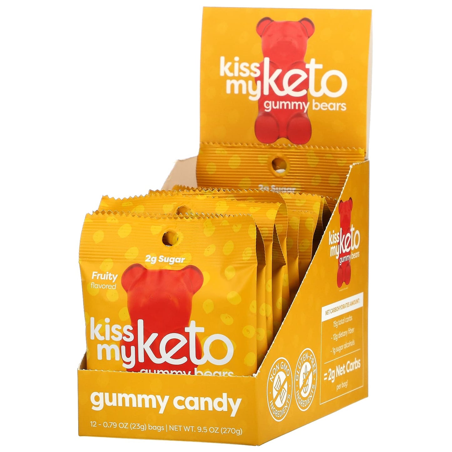 Kiss My Keto-Keto Gummy Bears-Fruity-12 Bags-0.79 oz (23 g) Each