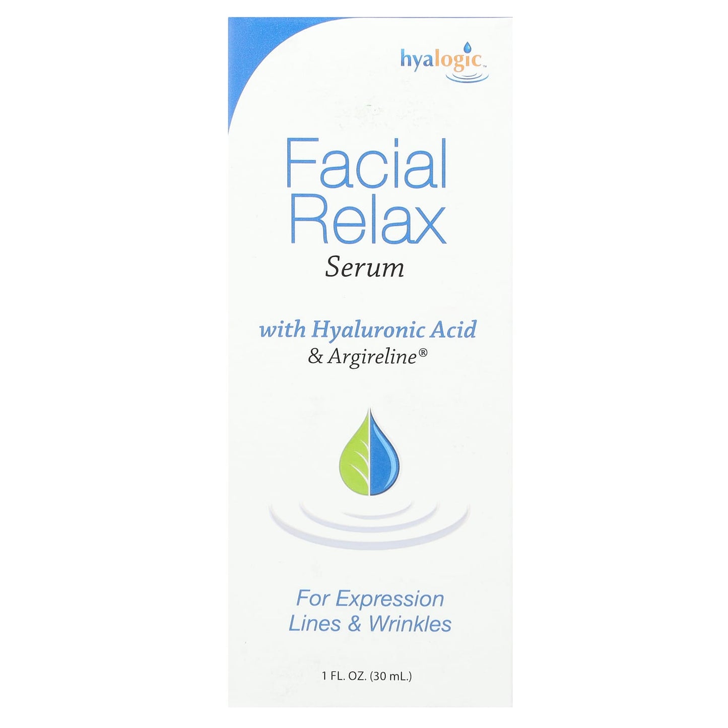 Hyalogic, Facial Relax Serum with Hyaluronic Acid & Argireline, Fragrance Free, 1 fl oz (30 ml)