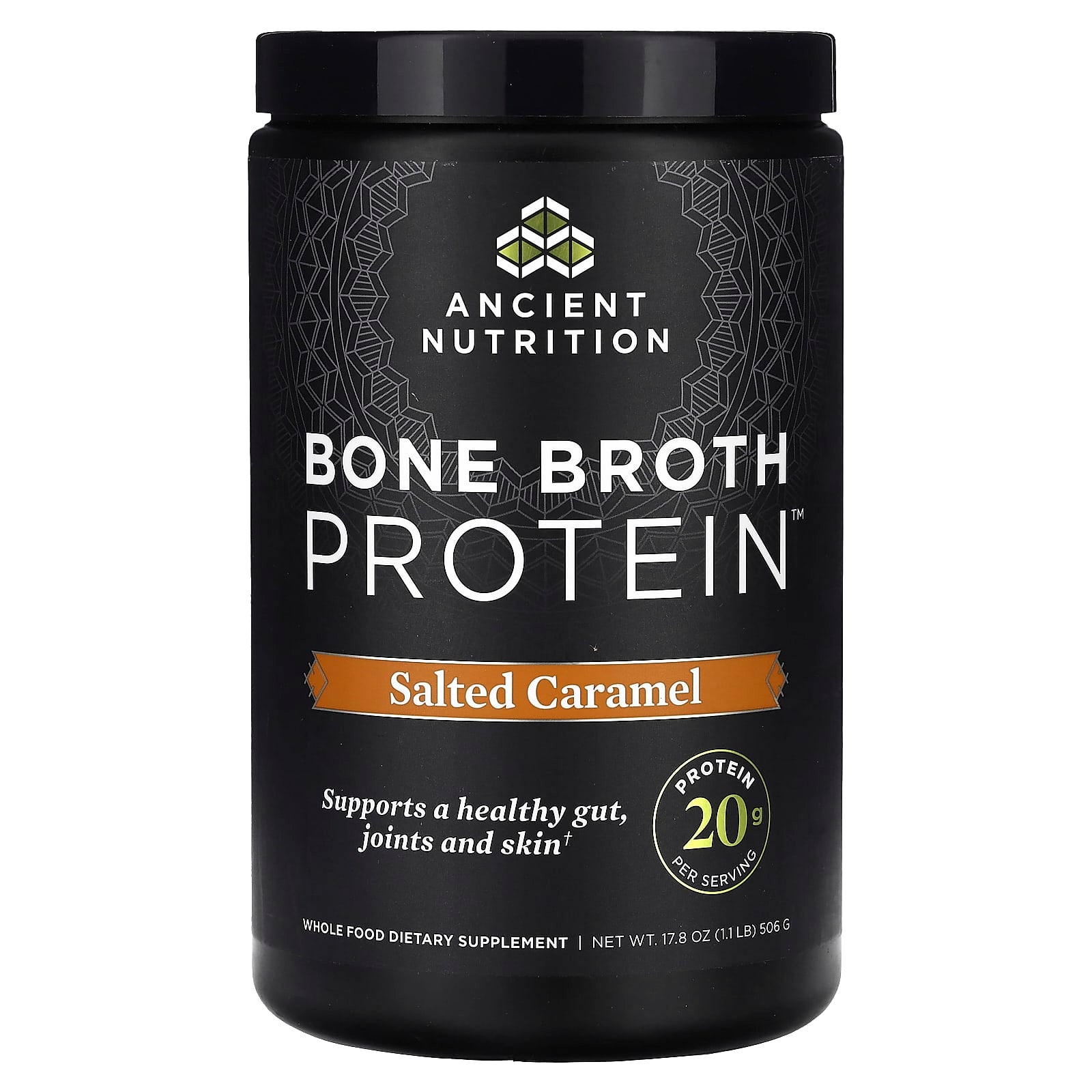 Ancient Nutrition-Bone Broth Protein-Salted Caramel-1.1 lb (506 g)