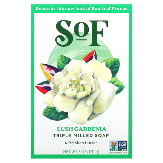 SoF-Triple Milled Bar Soap with Shea Butter-Lush Gardenia-6 oz (170 g)