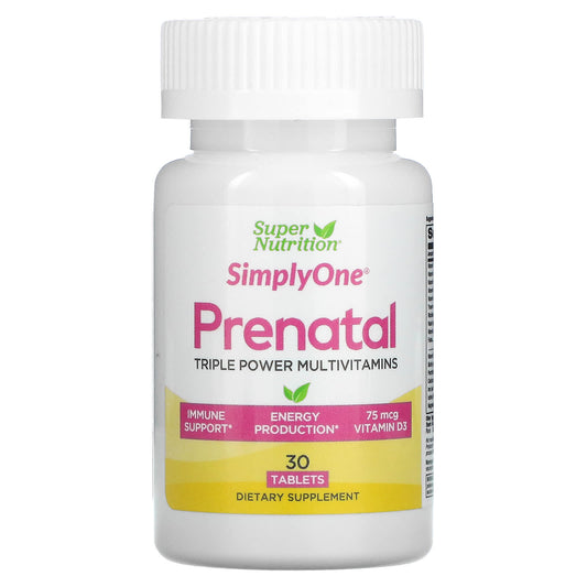 Super Nutrition-SimplyOne-PreNatal-Triple Power Multivitamins-30 Tablets