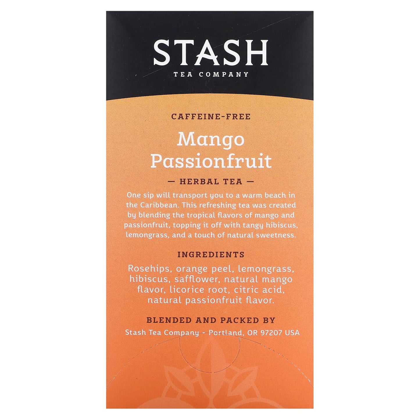 Stash Tea, Herbal Tea, Mango Passionfruit, Caffeine Free, 20 Tea Bags, 1.3 oz (38 g)