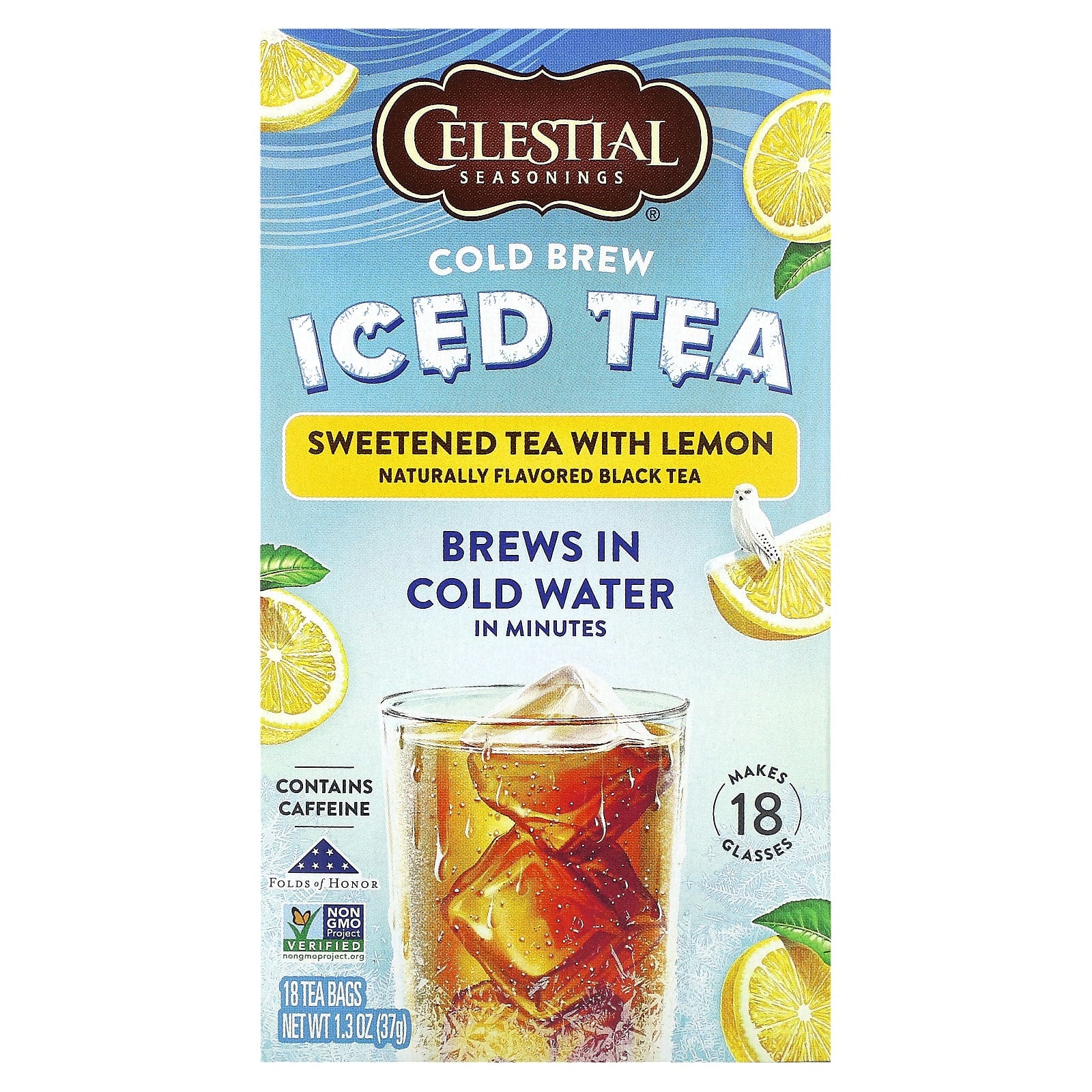 Celestial Seasonings-Cold Brew Iced Tea-Sweetened Tea with Lemon-18 Tea Bags-1.3 oz (37 g)