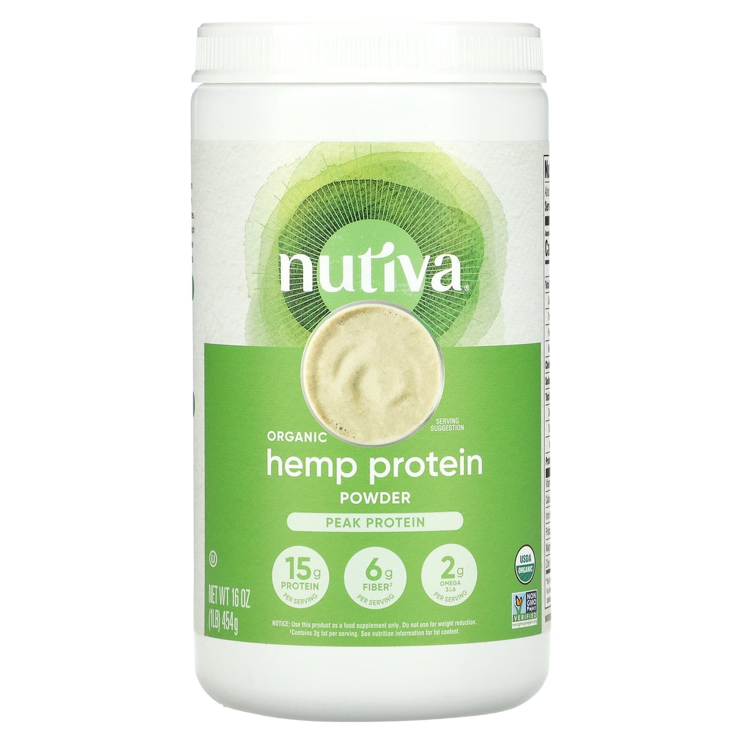 Nutiva-Organic Hemp Protein Powder-16 oz (454 g)