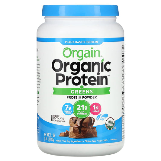 Orgain-Organic Protein + Greens-Plant Based Protein Powder-Creamy Chocolate Fudge-1.94 lbs (882 g)