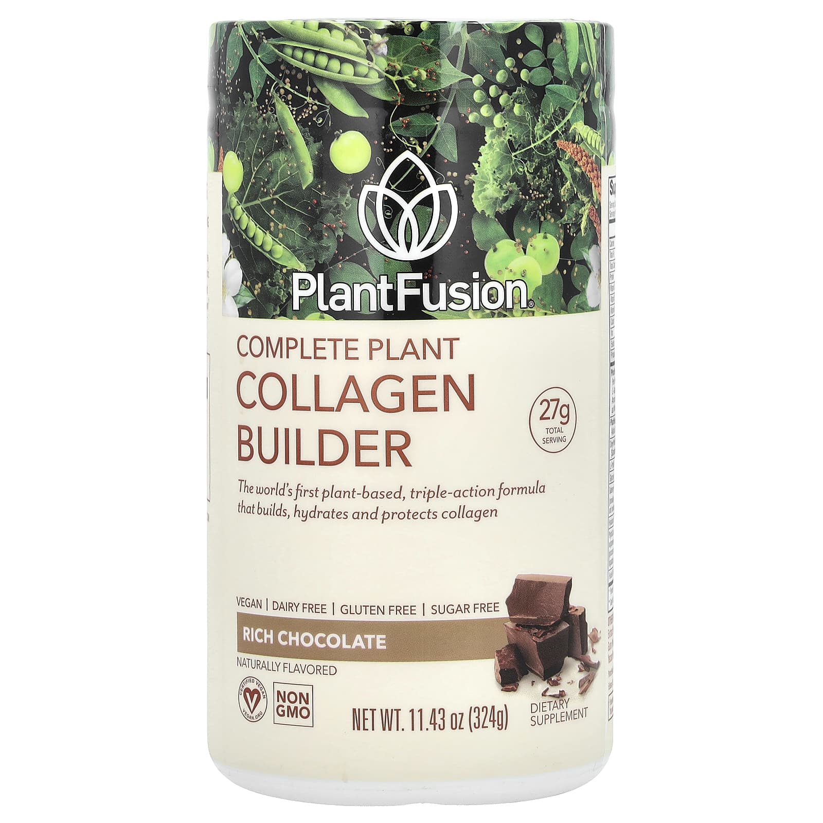 PlantFusion-Complete Plant Collagen Builder-Rich Chocolate-11.43 oz (324 g)