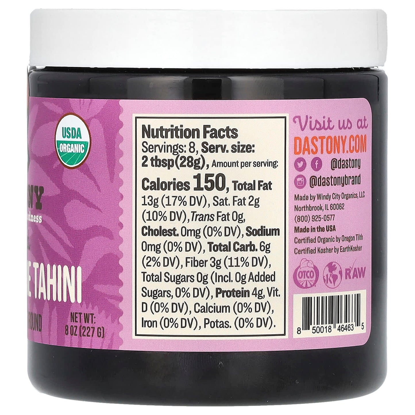 Dastony, Toasted Black Sesame Tahini, Ultra Smooth, 8 oz (227 g)