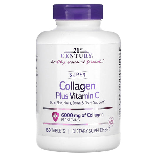 21st Century-Super Collagen Plus Vitamin C-6,000 mg-180 Tablets (1,000 mg per Tablet)