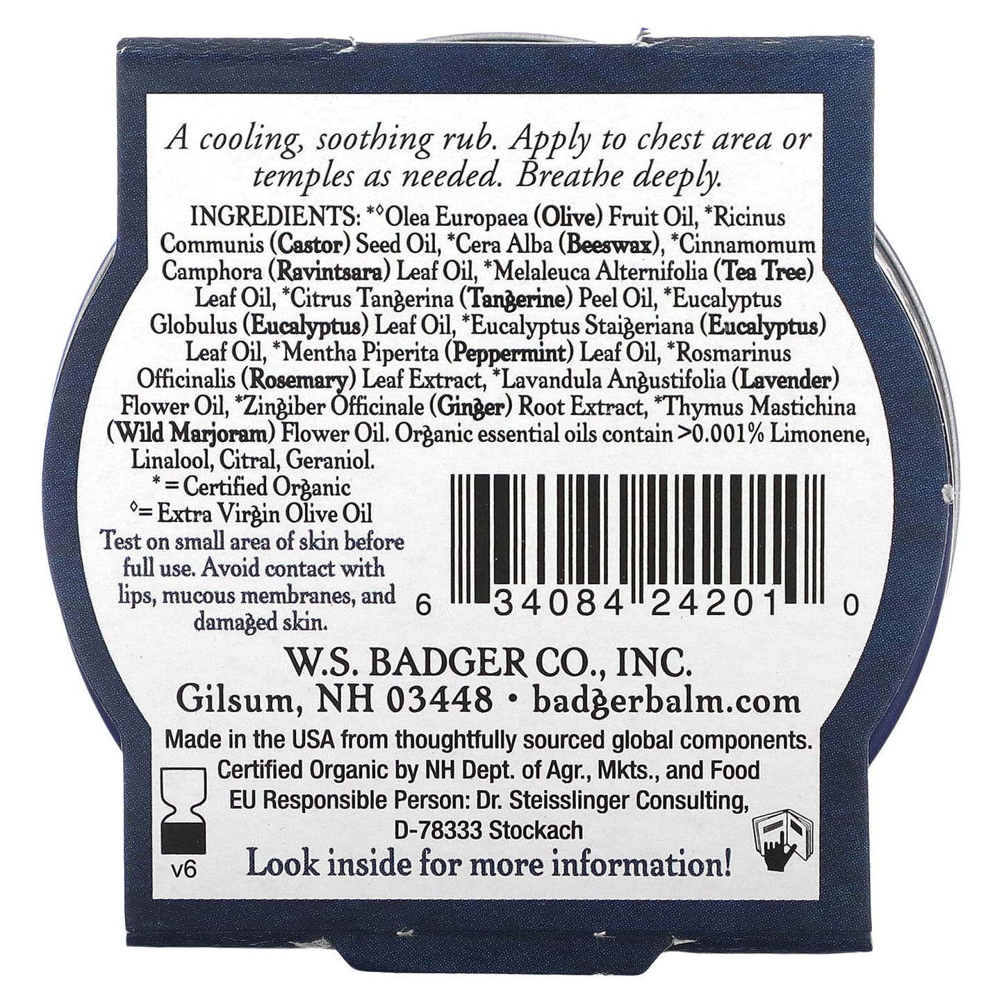 Badger Company, Organic Aromatic Chest Rub, Eucalyptus Blend, 0.75 oz (21 g)