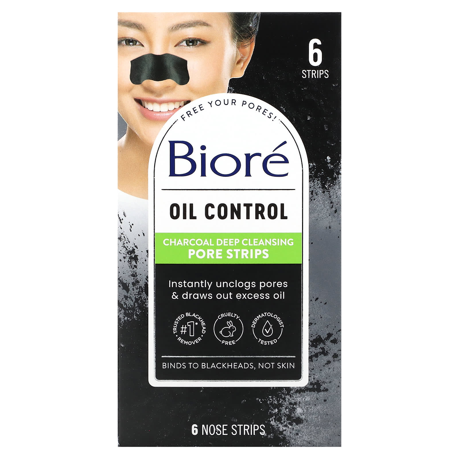 Biore-Deep Cleansing Charcoal Pore Strips-6 Nose Strips